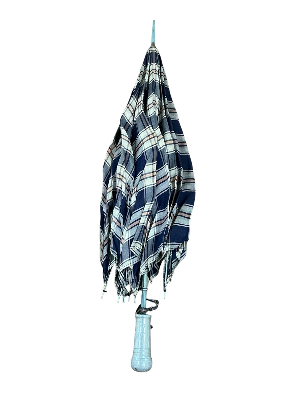 Antique navy and cream tartan plaid Cambridge parasol 24 inches long